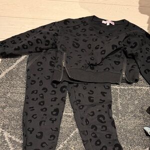 Kids Black Leopard Print Matching Set